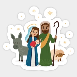 Christmas Nativity Family holding Baby Jesus Sticker